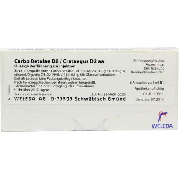 CARBO BETULAE D 8/Crataegus D 2 aa Ampullen