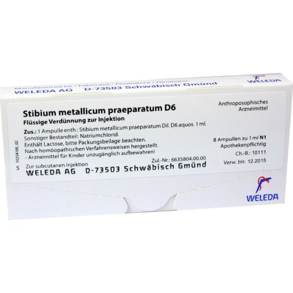 STIBIUM METALLICUM PRAEPARATUM D 6 Ampullen