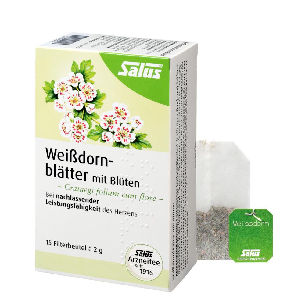 Weißdornblätter mit Blüten Tee Salus