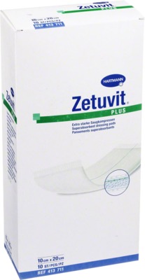 ZETUVIT Plus extrastarke Saugkompressen steril 10x20 cm