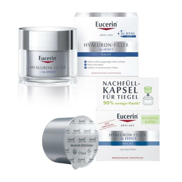 Eucerin Anti-Age Hyaluron-Filler + 3x EFFECT Tagespflege LSF 15 Nachhaltigkeit Set Refill Bundle